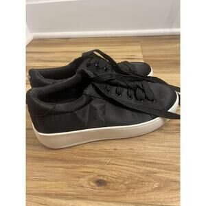 Steve Madden Bertie-S Shoes Womens Size 9.5 Black Satin Platform Sneaker Casual